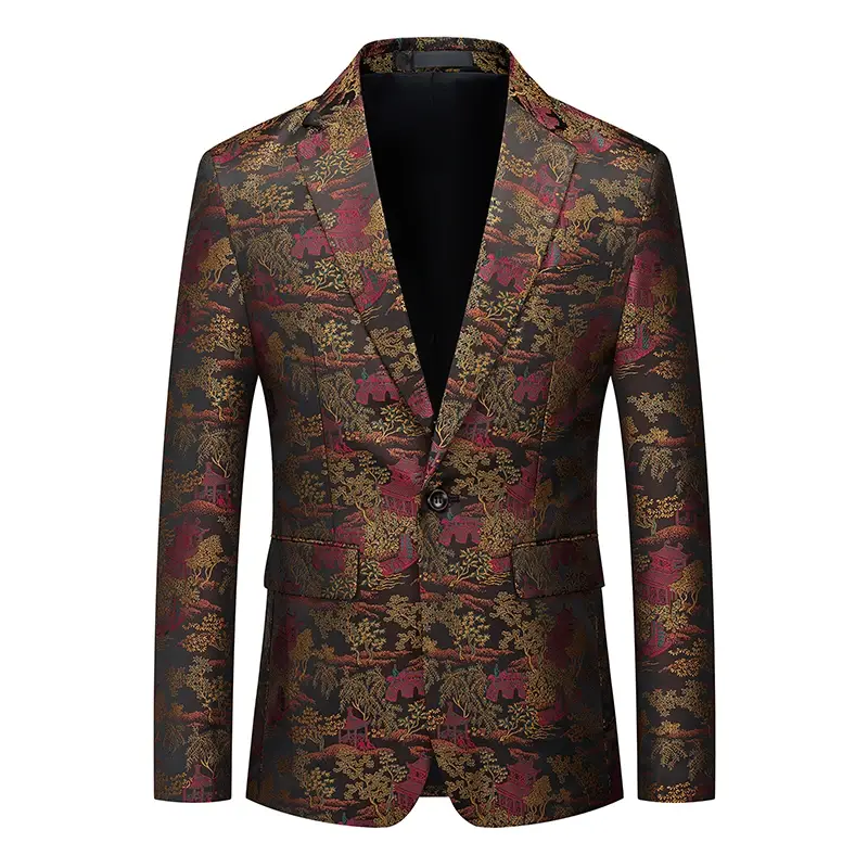 New Men Business Social Wedding Luxury Jacquard Suit Jacket Fashion Singer Host Stage Performance Dress Blazers Coats