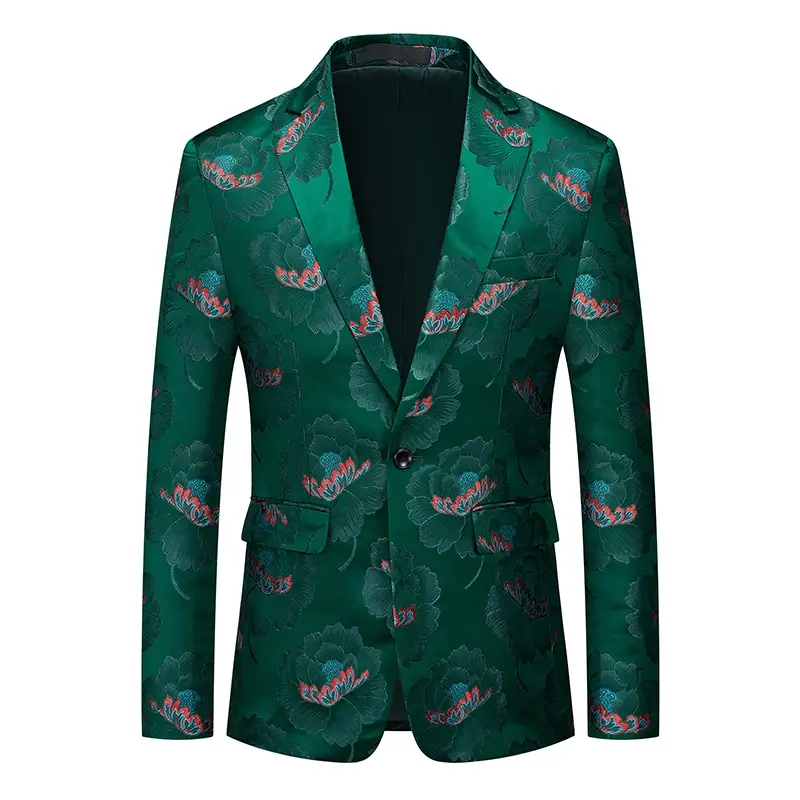 New Men Business Social Wedding Luxury Jacquard Suit Jacket Fashion Singer Host Stage Performance Dress Blazers Coats