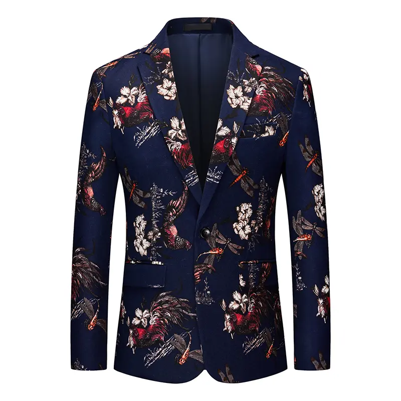 Single Breasted Men's Long Sleeve Printed Suit Jacket, Fashion Trim Men Dress Coat, Wedding Business Blazer Masculino M-5XL 6XL