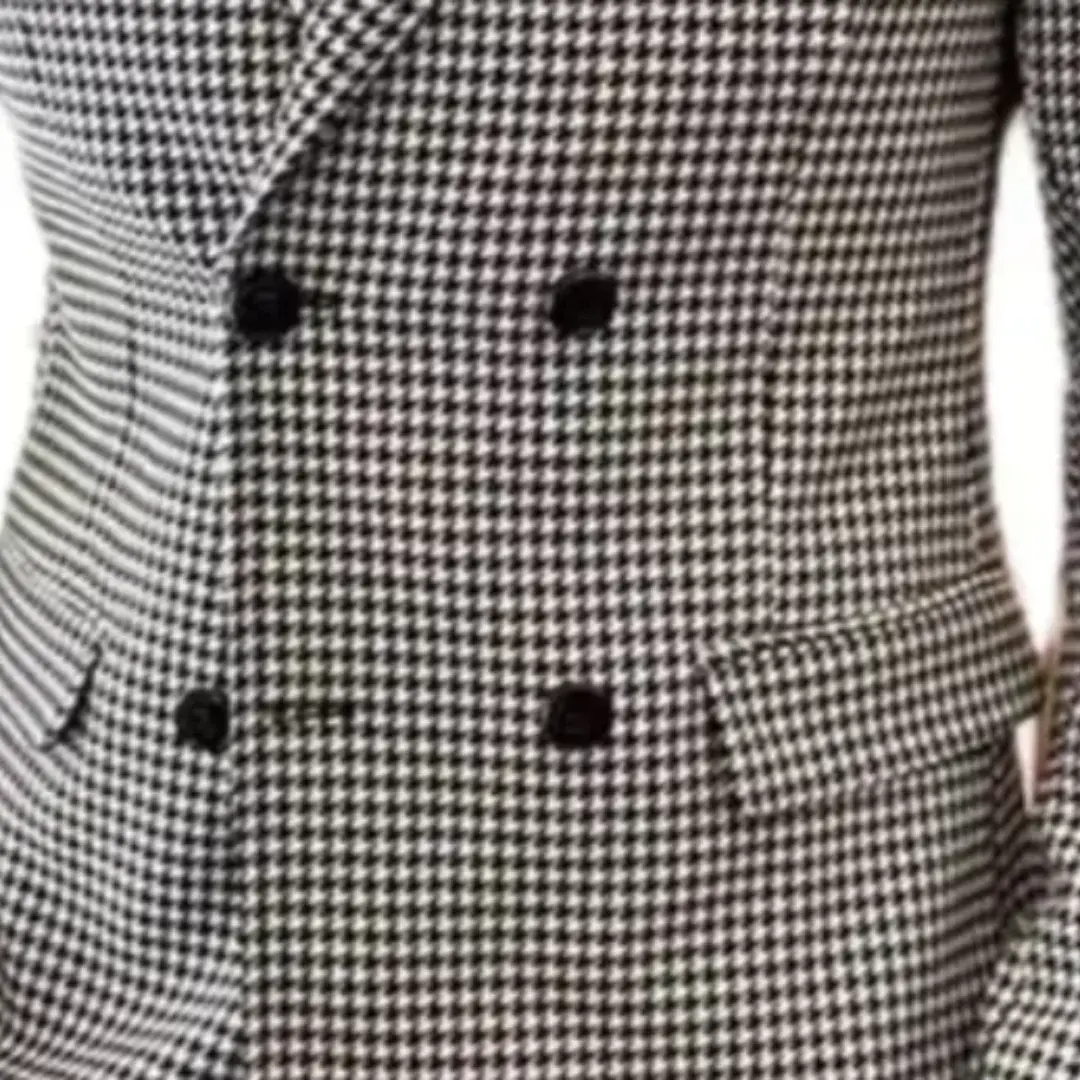 Double Breasted Check Blazer for Men Wedding Party 1 Piece Peak Lapel Male Suit Jacket Slim Fit Casual Style Fashion Jackets