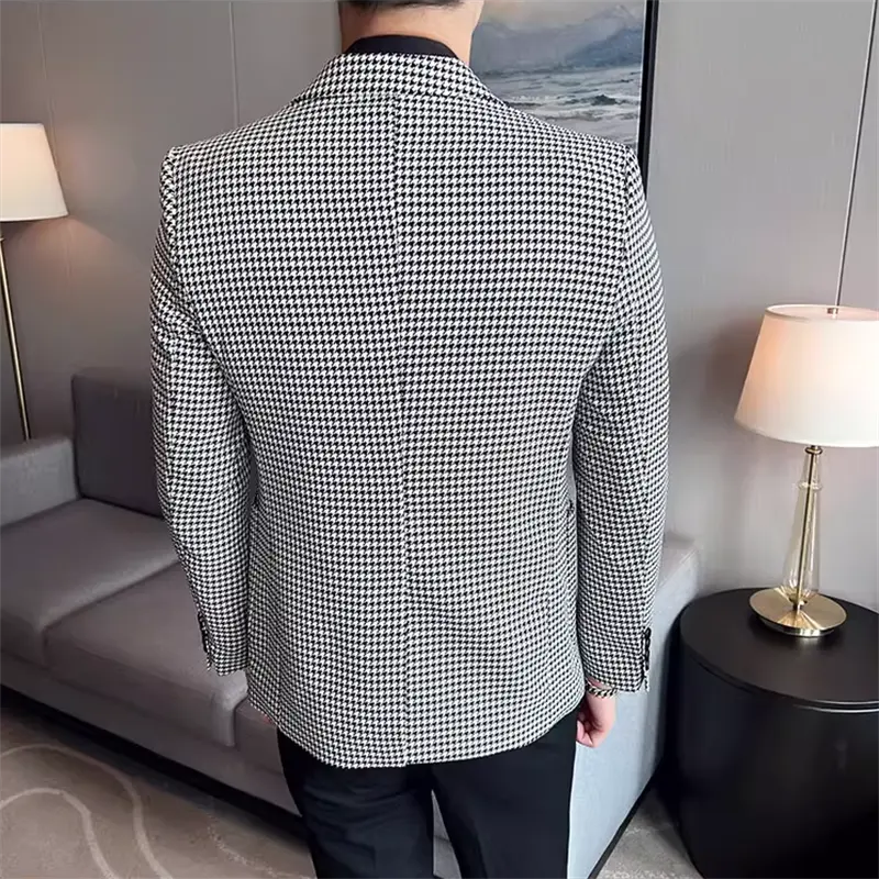 New Fashion Men Wedding Dance Party Suit Slim Fit Jacket Singer Stage Performance Luxury Dress Blaze