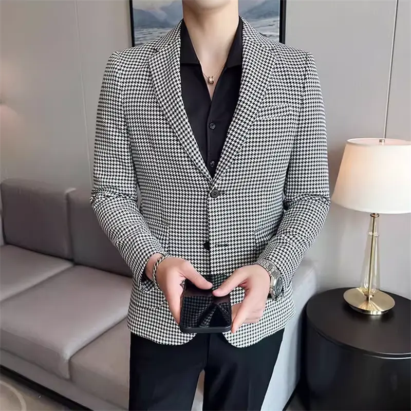 New Fashion Men Wedding Dance Party Suit Slim Fit Jacket Singer Stage Performance Luxury Dress Blaze