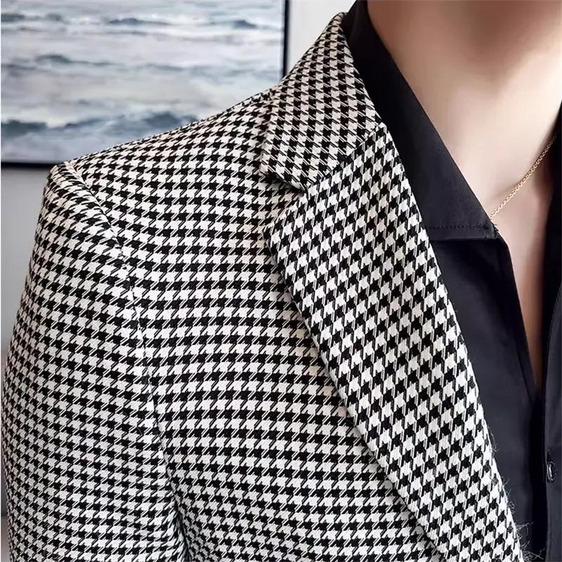 New Fashion Men Wedding Dance Party Suit Slim Fit Jacket Singer Stage Performance Luxury Dress Blaze