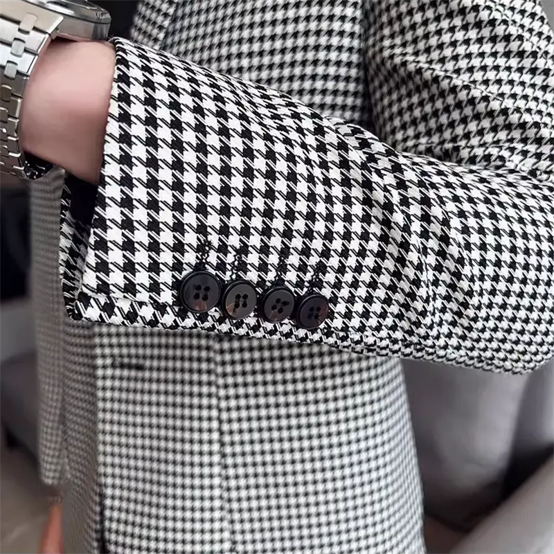 New Fashion Men Wedding Dance Party Suit Slim Fit Jacket Singer Stage Performance Luxury Dress Blaze