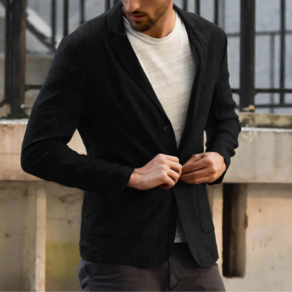 Casual men's Blazers autumn cotton linen Men Thin Suit Coat Casual Linen Suits Men Solid Slim Fit Lapal Men Suit Set Man Suit
