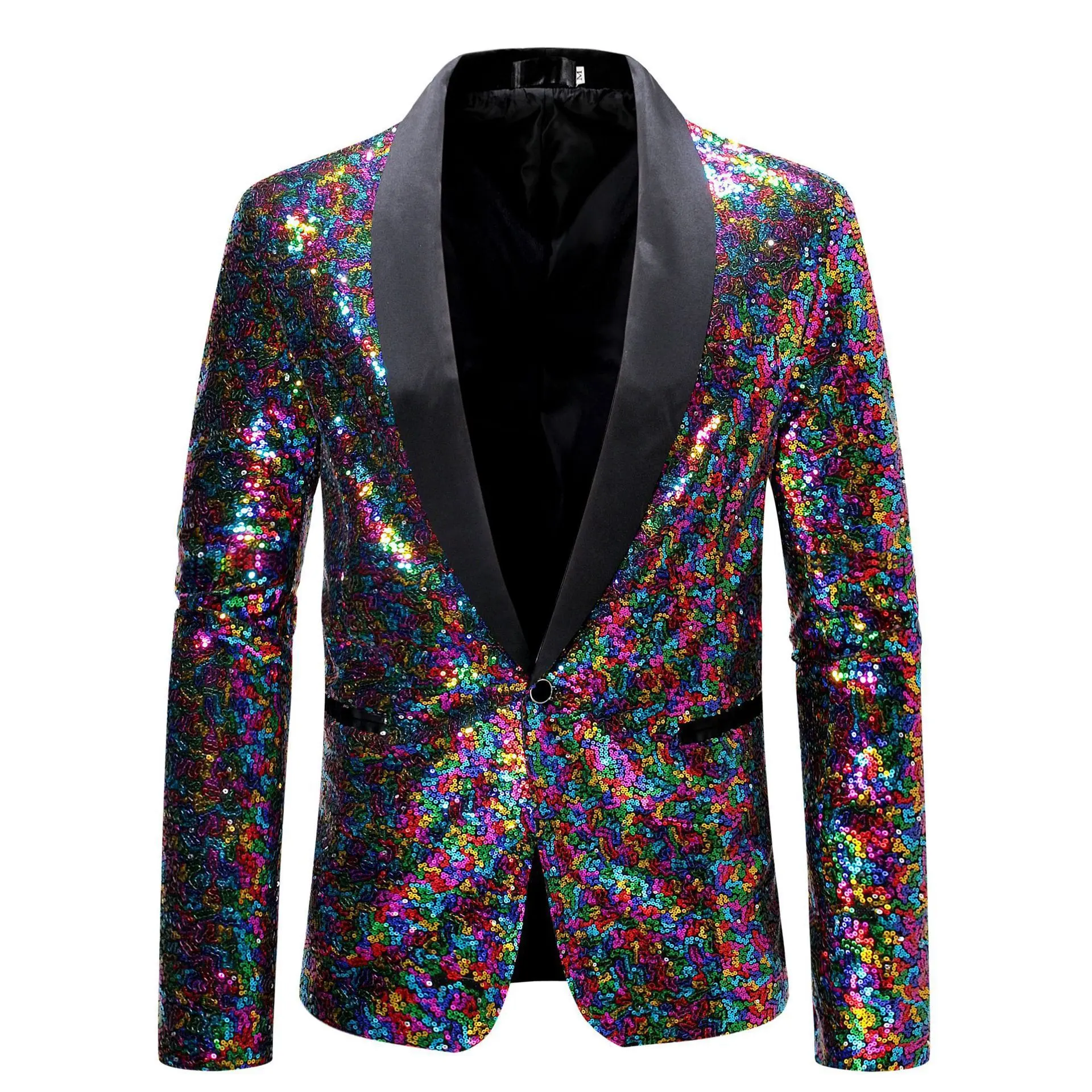 Multi Colors Men's Pearl Plate Suit Sequin Blazer Blue Silver Red Sparkly Glitter Jacket Wedding Party Stage Clothes for Men