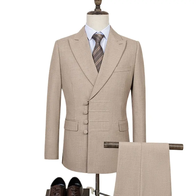 Single Breasted Man Suits For Wedding Slim Fit Multiple Buttons Casual Business Man 2 Pieces Groom Tuxedo Outfit Set