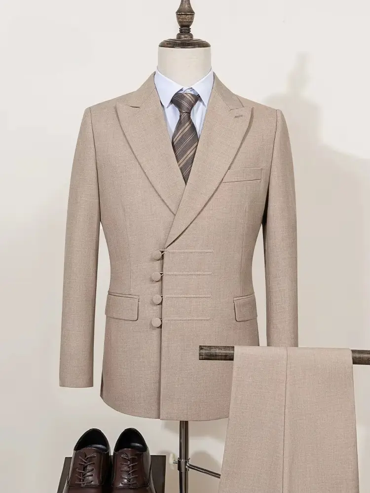 Single Breasted Man Suits For Wedding Slim Fit Multiple Buttons Casual Business Man 2 Pieces Groom Tuxedo Outfit Set