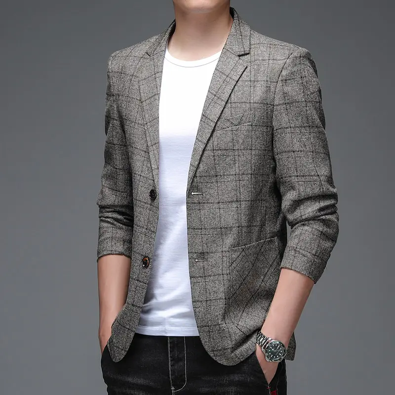 Men's Plaid Business Casual Blazer 2025 Stylish Handsome Single Suit Veste Costume Homme Luxe for Banquet