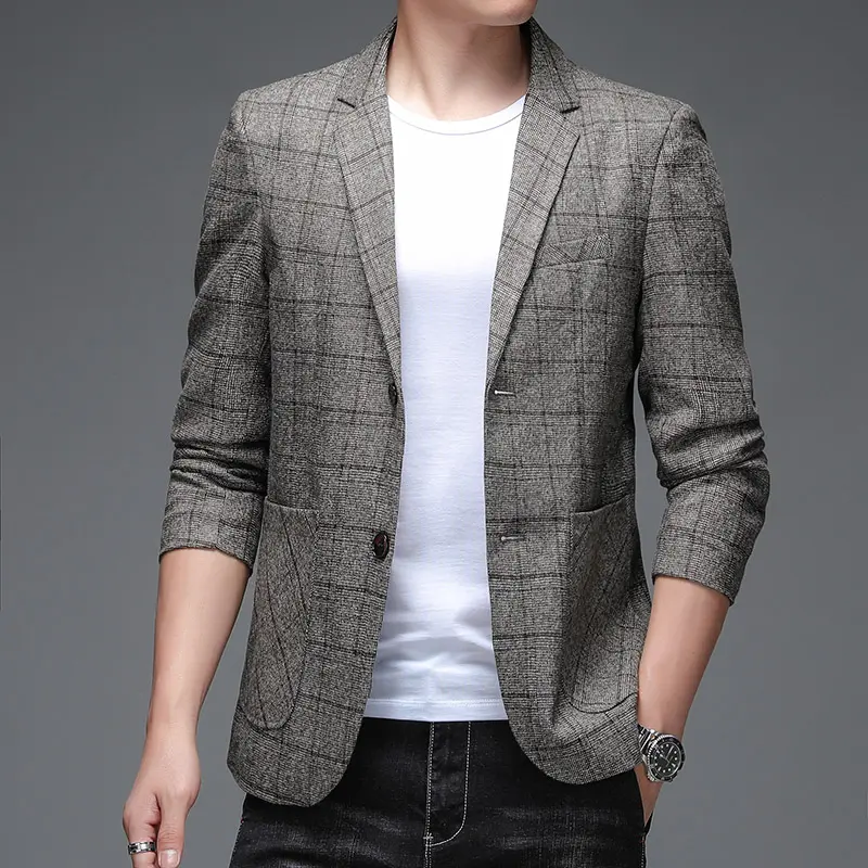 Men's Plaid Business Casual Blazer 2025 Stylish Handsome Single Suit Veste Costume Homme Luxe for Banquet