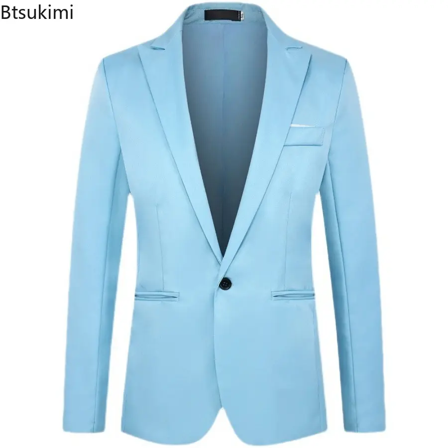 2025 New Men's Slim Blazers Fashion Single-button Business Casual Suit Jacket Solid Elegant Stylish Party Wedding Suit Tops Male