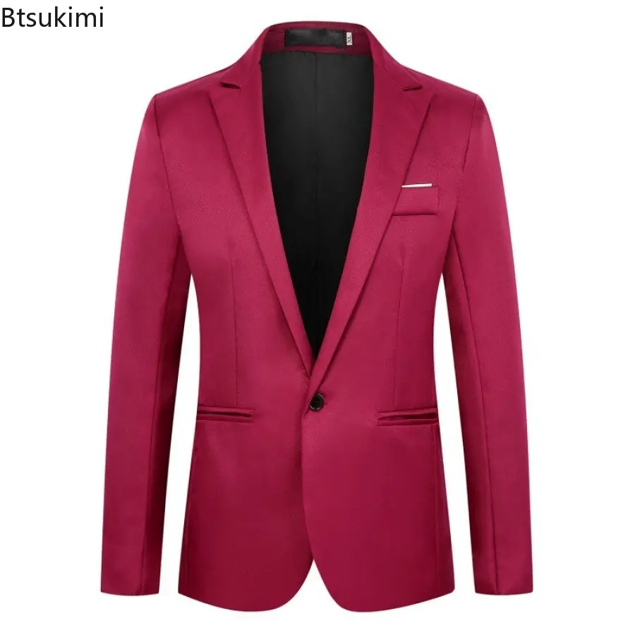 2025 New Men's Slim Blazers Fashion Single-button Business Casual Suit Jacket Solid Elegant Stylish Party Wedding Suit Tops Male