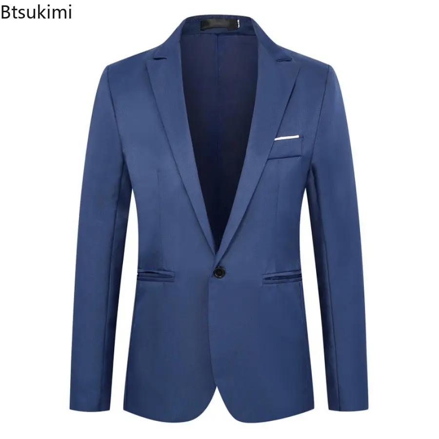 2025 New Men's Slim Blazers Fashion Single-button Business Casual Suit Jacket Solid Elegant Stylish Party Wedding Suit Tops Male