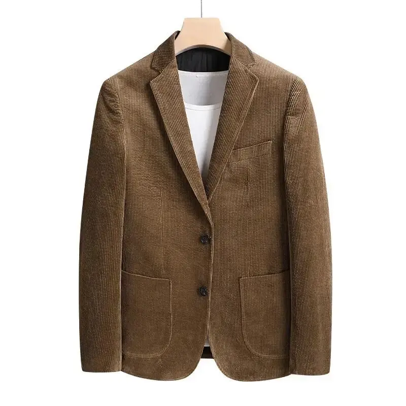 Fashion Autumn/Winter Thickened Corduroy Suit for Young Men Korean Version Slim Fashion Retro Casual Warm Jacket Men's Clothing