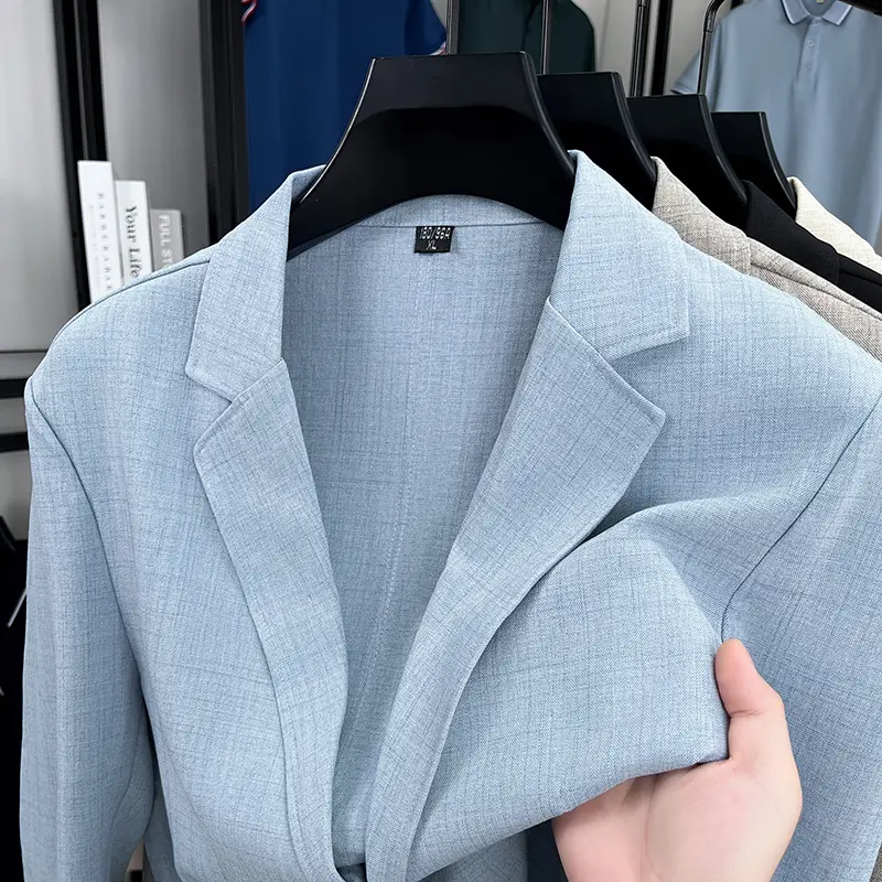 Light thin linen blended suit men's spring, summer and autumn fashion casual single-layer casual clothes new sunscreen blazer