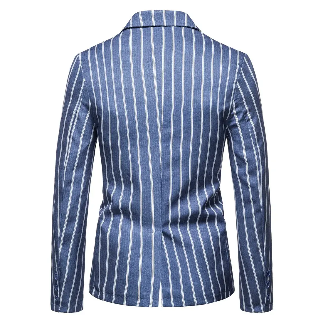 New  Men's Casual Large Size Suit Jacket Fashion Blue Stripes Two Buttons Party Business Blazers Men Formal Blazer Jackets