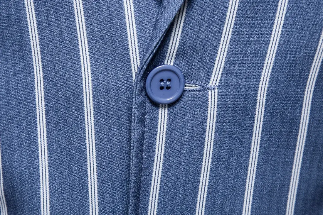 New  Men's Casual Large Size Suit Jacket Fashion Blue Stripes Two Buttons Party Business Blazers Men Formal Blazer Jackets