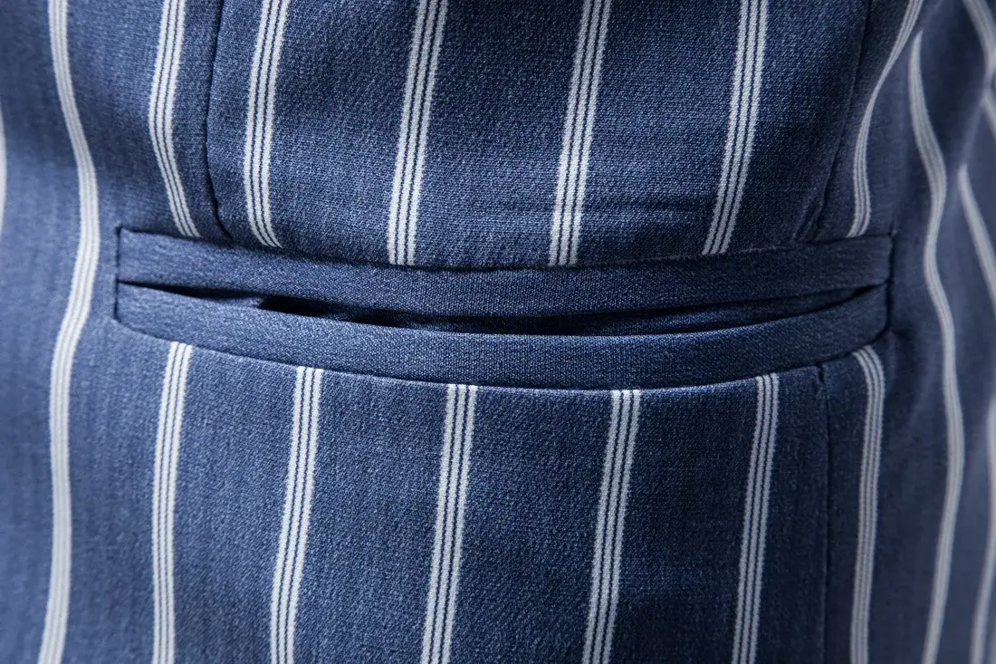 New  Men's Casual Large Size Suit Jacket Fashion Blue Stripes Two Buttons Party Business Blazers Men Formal Blazer Jackets