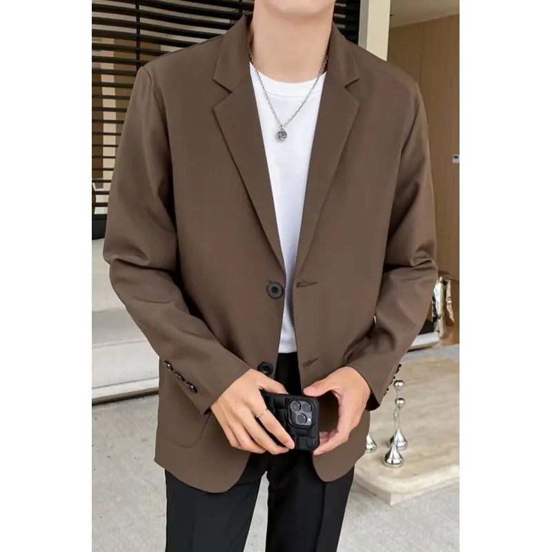 Shoulder Padded Blazer Men Slim Fit Fashion Social Mens Dress Jacket Korean Casual Suit Jacket Mens Office Formal Jackets Coat