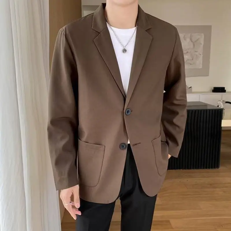 Shoulder Padded Blazer Men Slim Fit Fashion Social Mens Dress Jacket Korean Casual Suit Jacket Mens Office Formal Jackets Coat