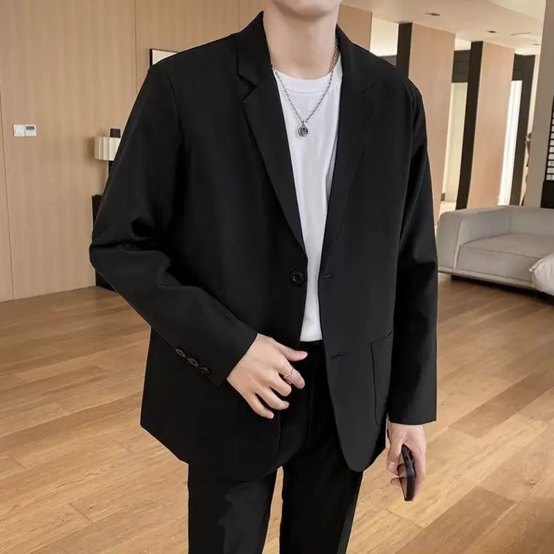 Shoulder Padded Blazer Men Slim Fit Fashion Social Mens Dress Jacket Korean Casual Suit Jacket Mens Office Formal Jackets Coat