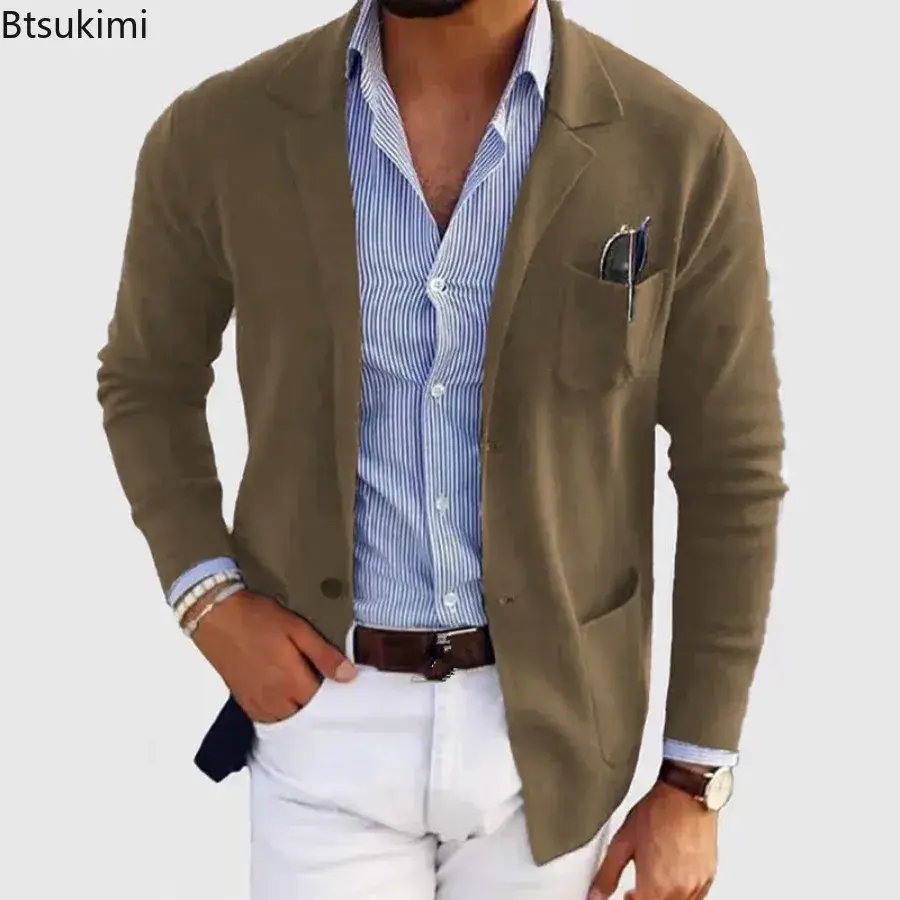 2025 New Men's Blazer Jackets Fashion Slim Fit Solid Single-breasted Suit Coats Business Casual Outerwear Wedding Suits for Men