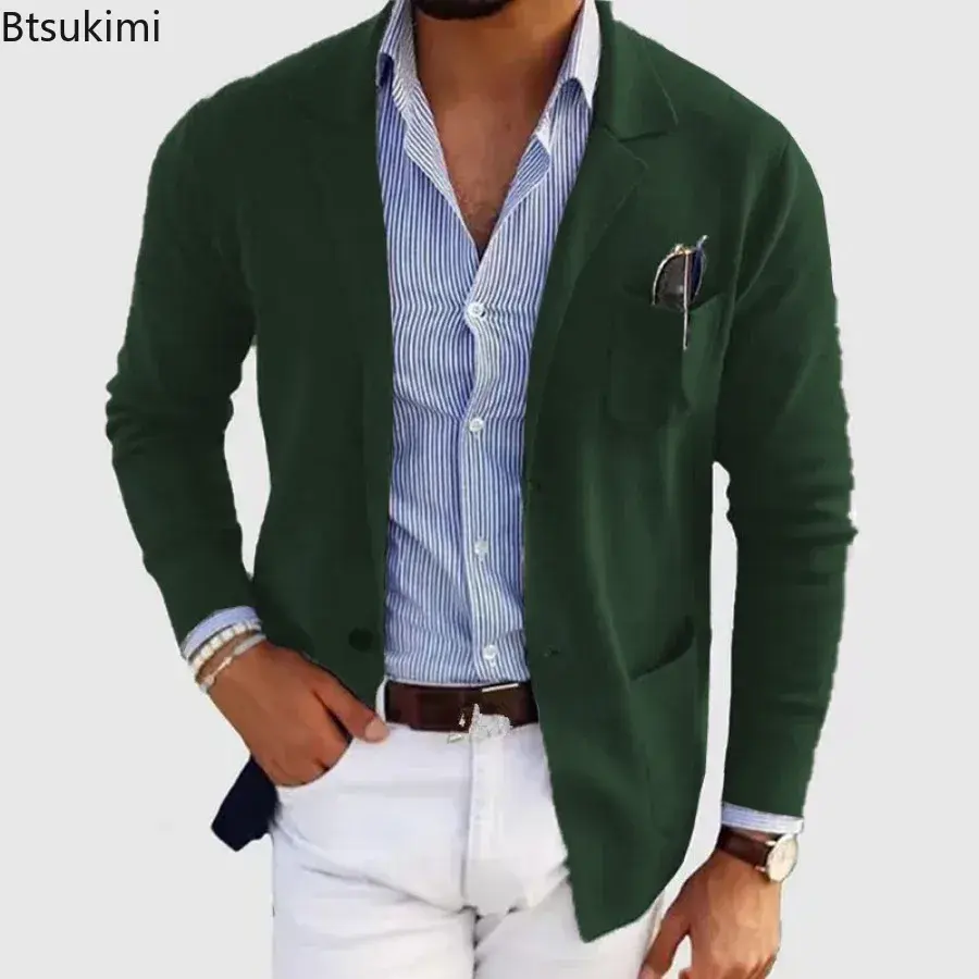 2025 New Men's Blazer Jackets Fashion Slim Fit Solid Single-breasted Suit Coats Business Casual Outerwear Wedding Suits for Men