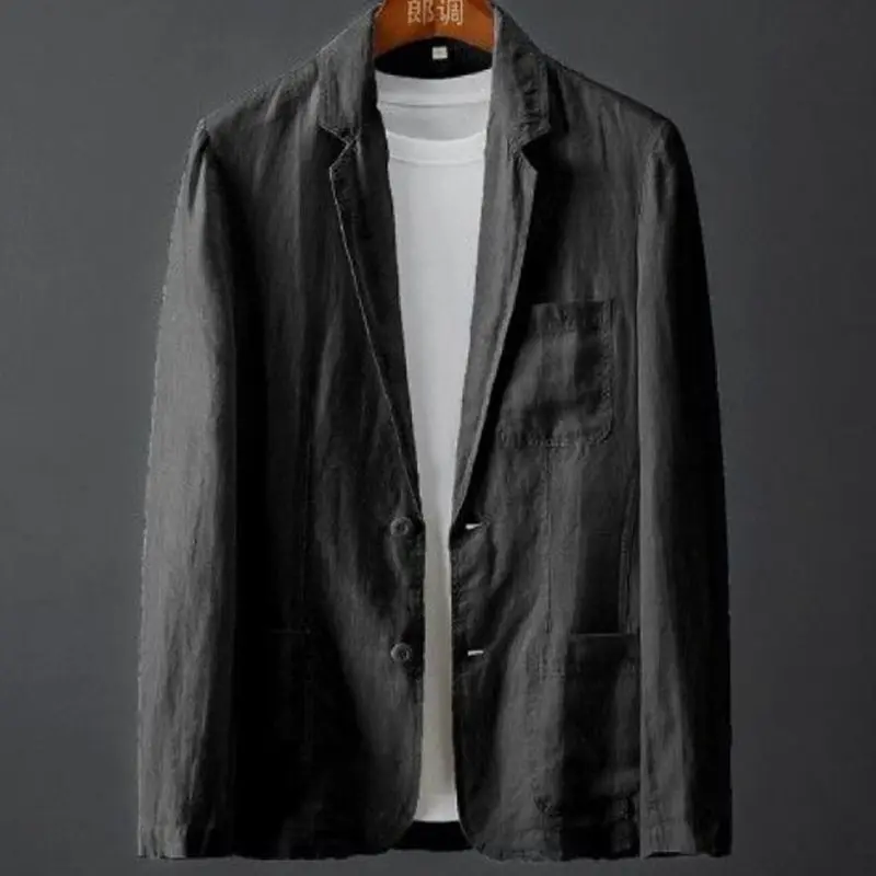 Men's Cotton Linen Blazer Jacket Spring Summer High Quality Solid Slim Casual Business Thin Breathable Suit Coat Male Clothing