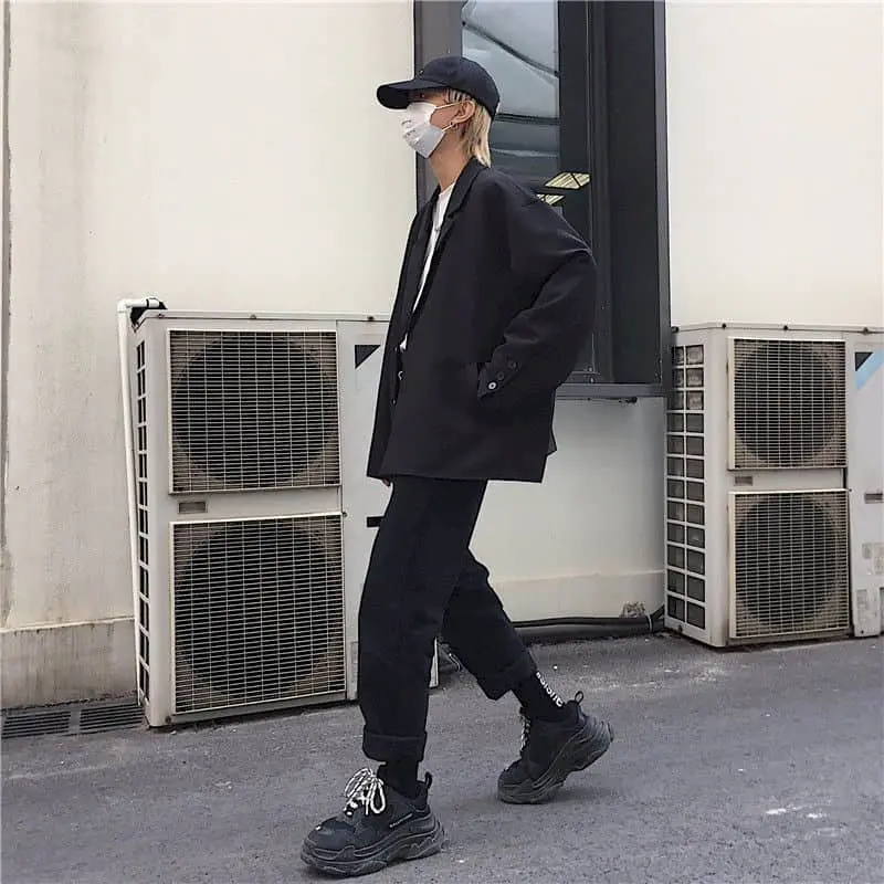 Casual Suit Jacket Male Oversize Korean Trend Summer Thin Handsome Men Small Suit Elegant Dk Uniform High Street Japan Harajuku