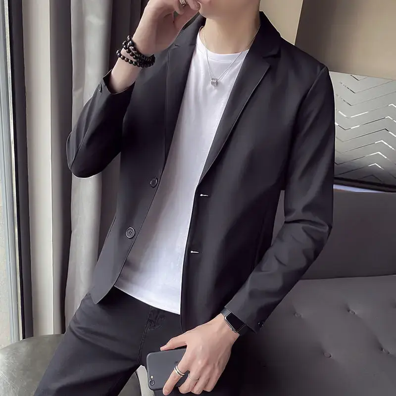 Pop Short Jacket For Men Single Breasted Man Suits And Blazers Black Cropped Fashion Youthful Emo Coats Classic Original New