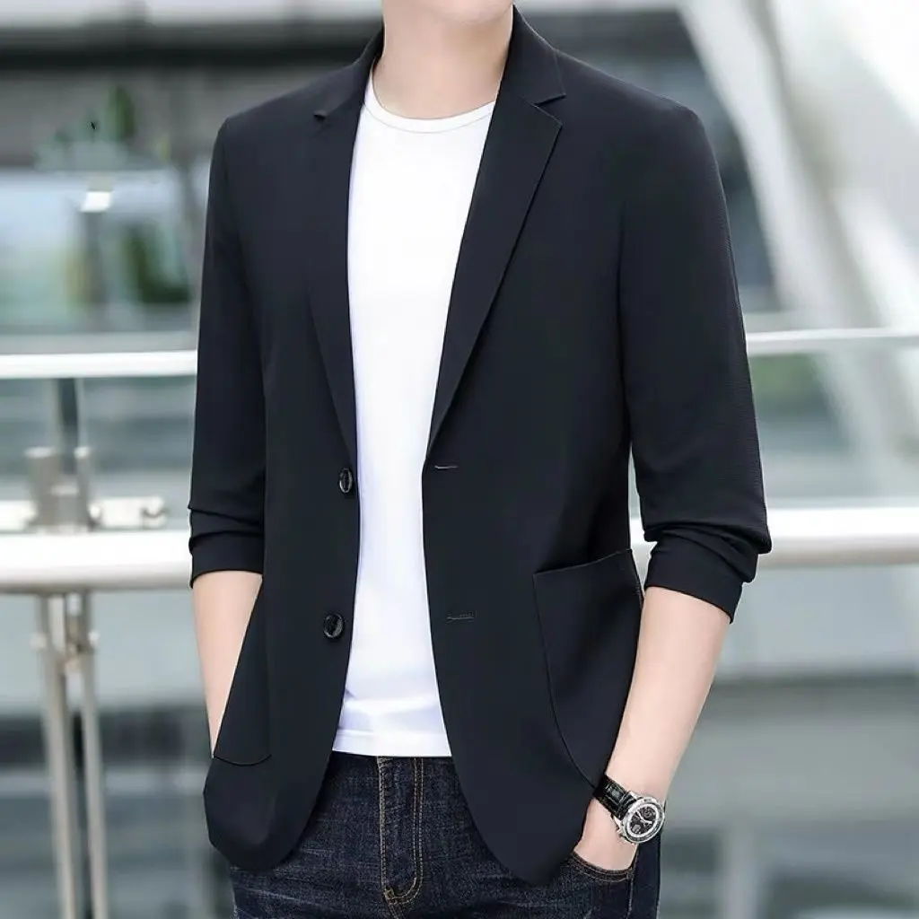 Men's Suit Jackets Oversize Summer Single Breasted Coat Plus Big Size Black Simple Male Blazer New in Spring Clothes Casual 2024