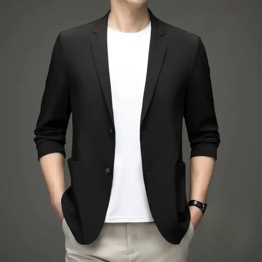 Men's Suit Jackets Oversize Summer Single Breasted Coat Plus Big Size Black Simple Male Blazer New in Spring Clothes Casual 2024