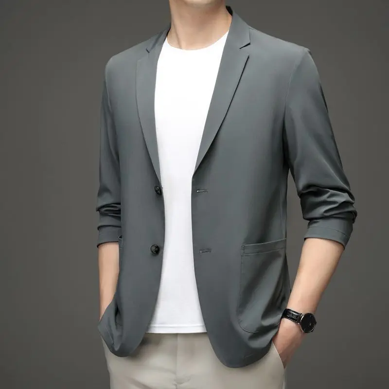Men's Suit Jackets Oversize Summer Single Breasted Coat Plus Big Size Black Simple Male Blazer New in Spring Clothes Casual 2024