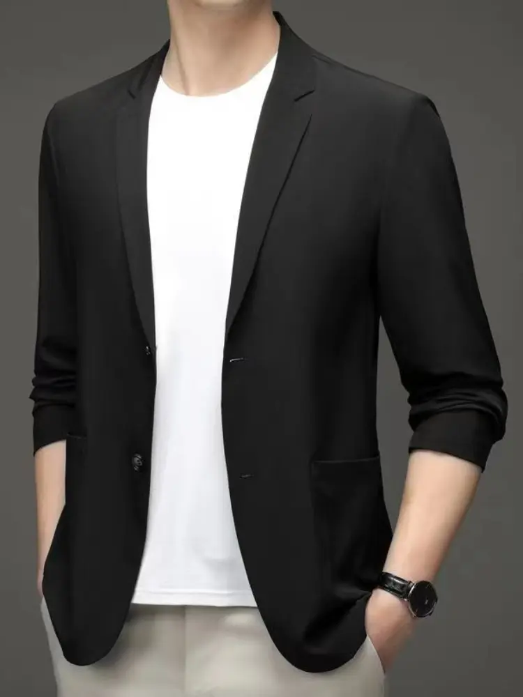 Men's Suit Jackets Oversize Summer Single Breasted Coat Plus Big Size Black Simple Male Blazer New in Spring Clothes Casual 2024