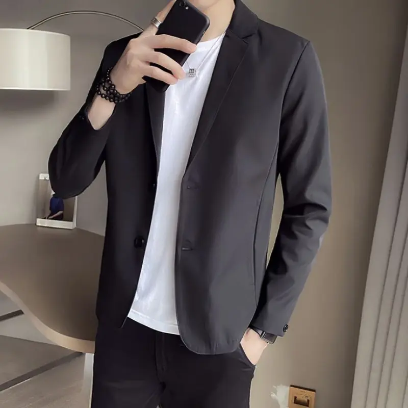 Pop Short Jacket For Men Single Breasted Man Suits And Blazers Black Cropped Fashion Youthful Emo Coats Classic Original New
