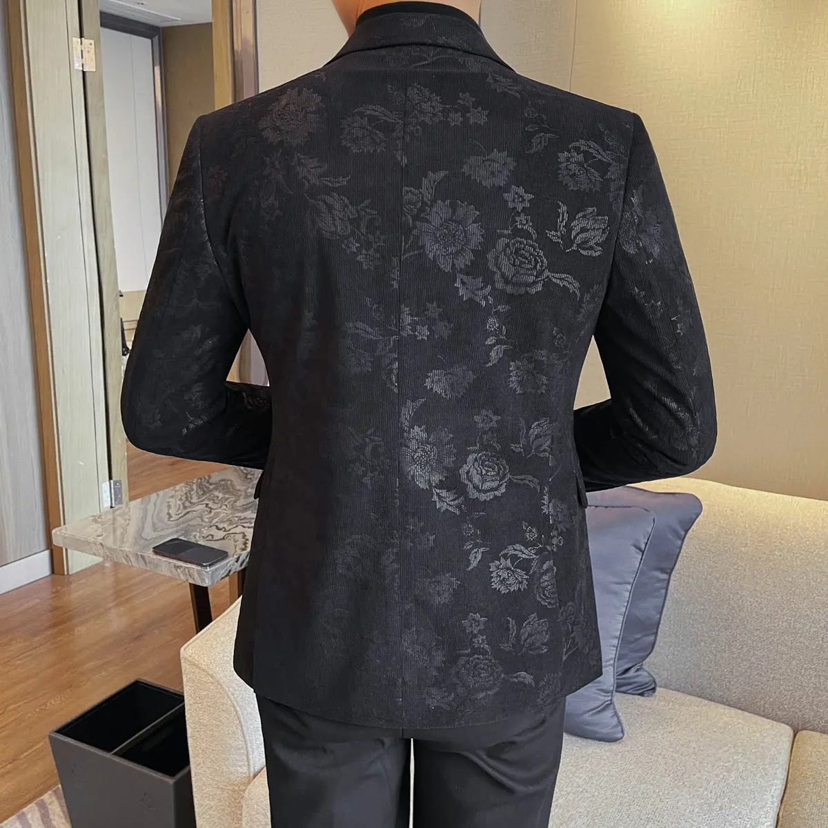 Spring New Blazer Hombre High Quality Business Formal Wear Floral Men Blazers Jacket Slim Fit Single Breasted Casual Suit Coats