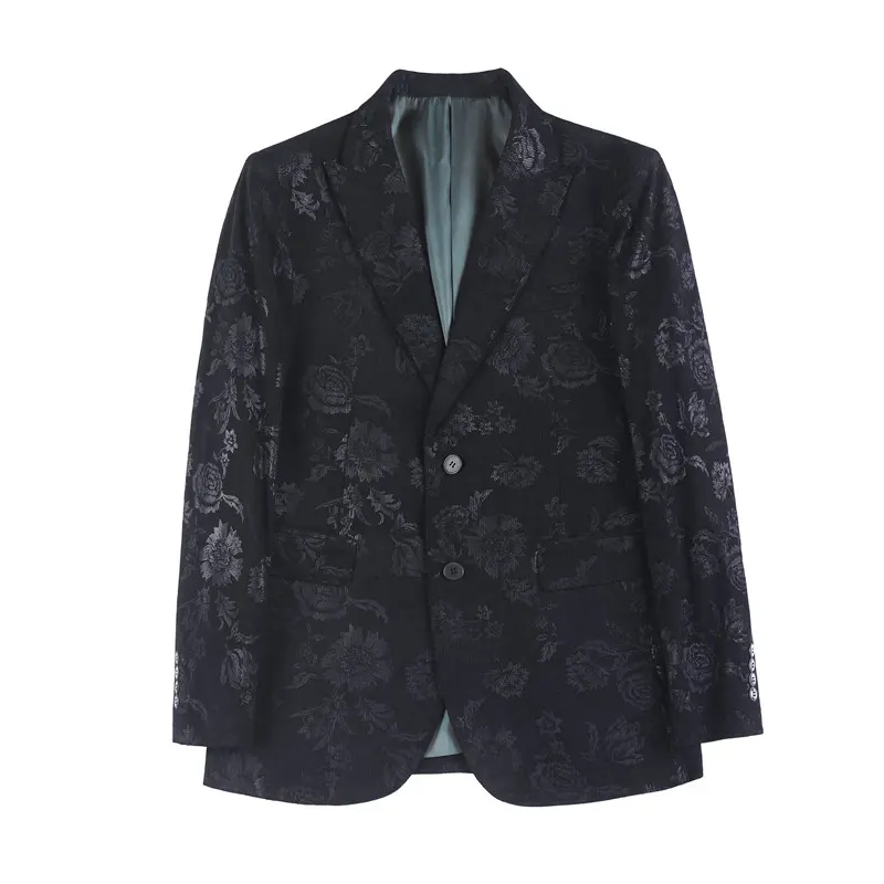 Spring New Blazer Hombre High Quality Business Formal Wear Floral Men Blazers Jacket Slim Fit Single Breasted Casual Suit Coats