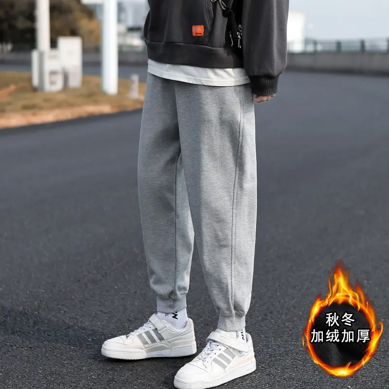 Winter Warm Lambswool Sweatpants Men's Plush Thicken Casual Joggers Trousers Male Fashion Loose Soft Waterproof Cargo Down Pants