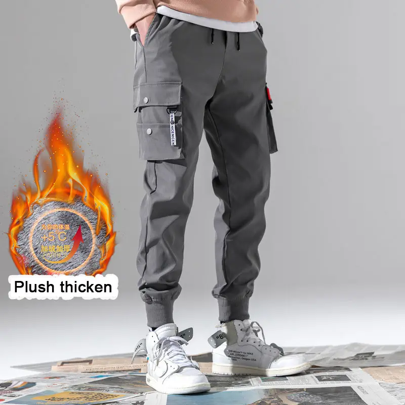 Winter Warm Lambswool Sweatpants Men's Plush Thicken Casual Joggers Trousers Male Fashion Loose Soft Waterproof Cargo Down Pants