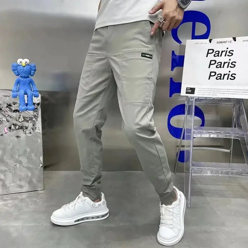 Men's High Stretch Multi-pocket Skinny Cargo Pants Multi-pocket Sweatpants Solid Color Casual Work Outdoor Joggers Trousers