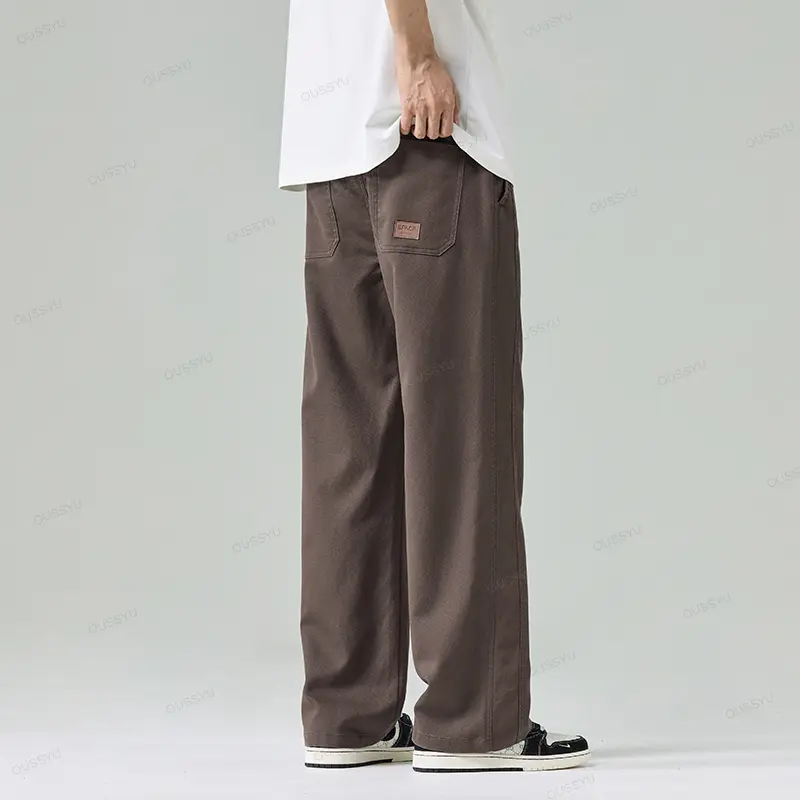 Spring Summer Luxury Soft Lyocell Fabric Men's Casual Pants Straight Drawstring Elastic Waist Korea Trousers Male Plus Size 4XL