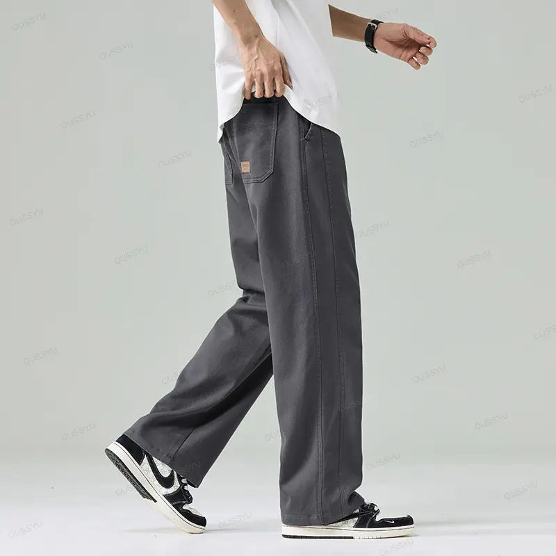 Spring Summer Luxury Soft Lyocell Fabric Men's Casual Pants Straight Drawstring Elastic Waist Korea Trousers Male Plus Size 4XL