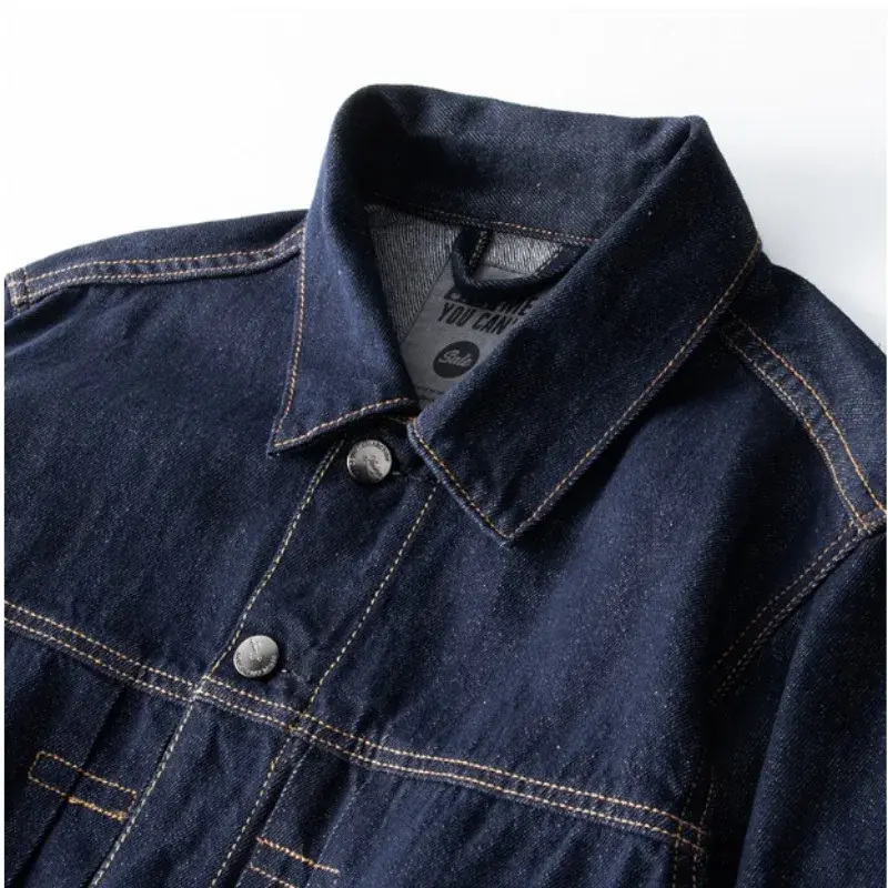 Spring Autumn men's fashion Europe and the United States street  jacket High quality cotton solid color handsome denim jacket