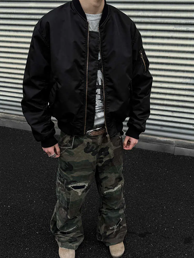 American MA-1 Bomber Jacket For Men Women Trendy Oversized Cropped Casual Couple Coat Baseball Style Outerwear Unisex Streetwear