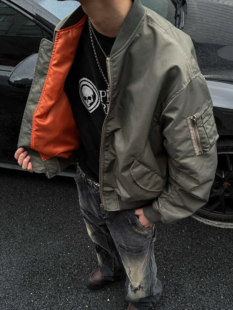 American MA-1 Bomber Jacket For Men Women Trendy Oversized Cropped Casual Couple Coat Baseball Style Outerwear Unisex Streetwear