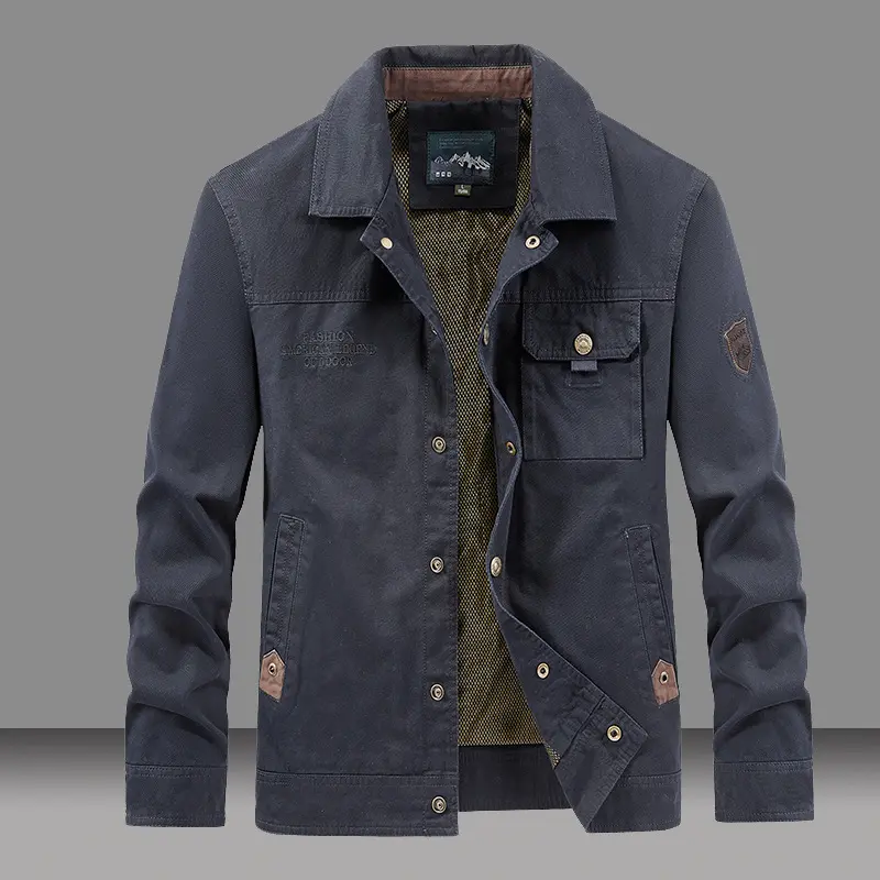 Spring Autumn Men's Cotton Jackets Trendy Men's Fashion Outerwear Windbreaker Coats Men Turn-Down Collar Tactical Jackets 5XL