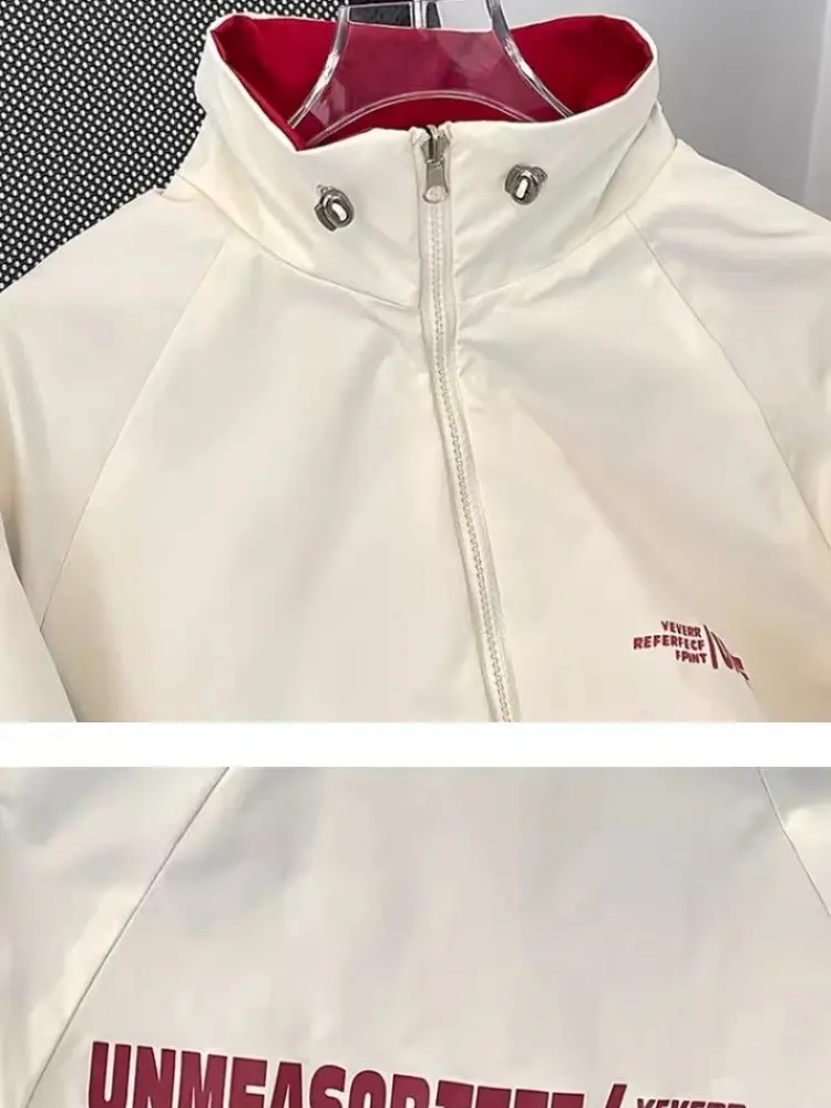 Men's Women's Jackets Spring Autumn Zip Up Sweatshirt Reversible Wear Long Sleeve Windbreaker Waterproof Outerwear Couple Jacket