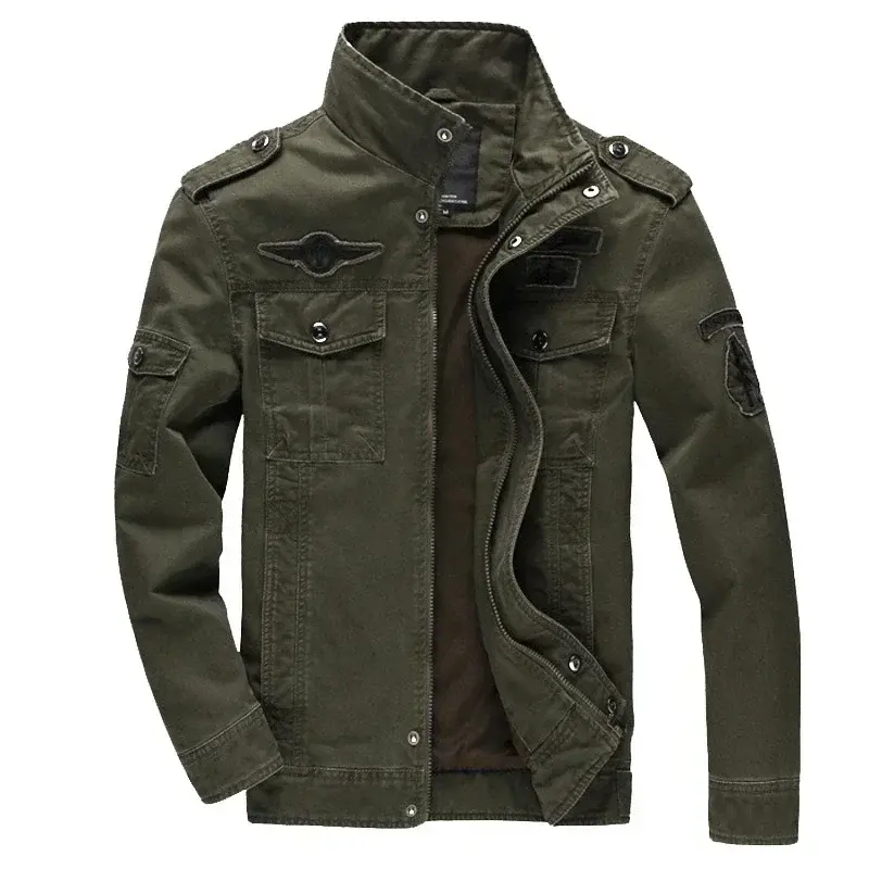Men Work Jacket Spring and Autumn 2024 New Solid Color Retro Embroidery Outdoor Camping Windproof Coat Men Slim Fit windbreaker