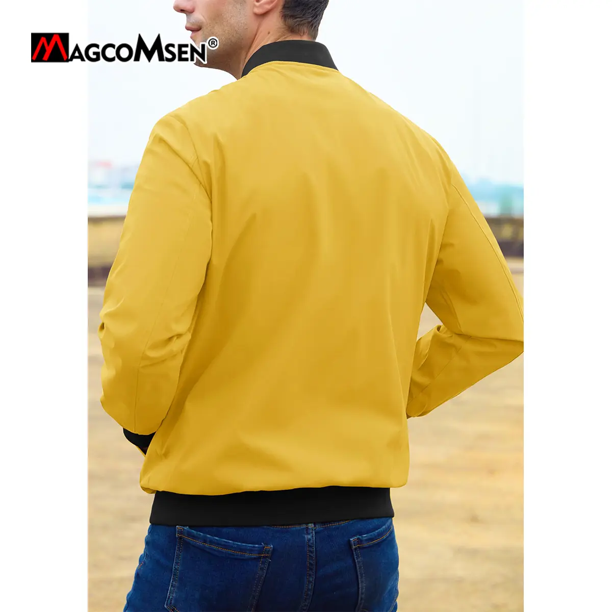 MAGCOMSEN Men‘s Aviator Jacket Lightweight Full Zip Stylish Casual Jackets Spring Windbreaker Coat Travle Work Jackets
