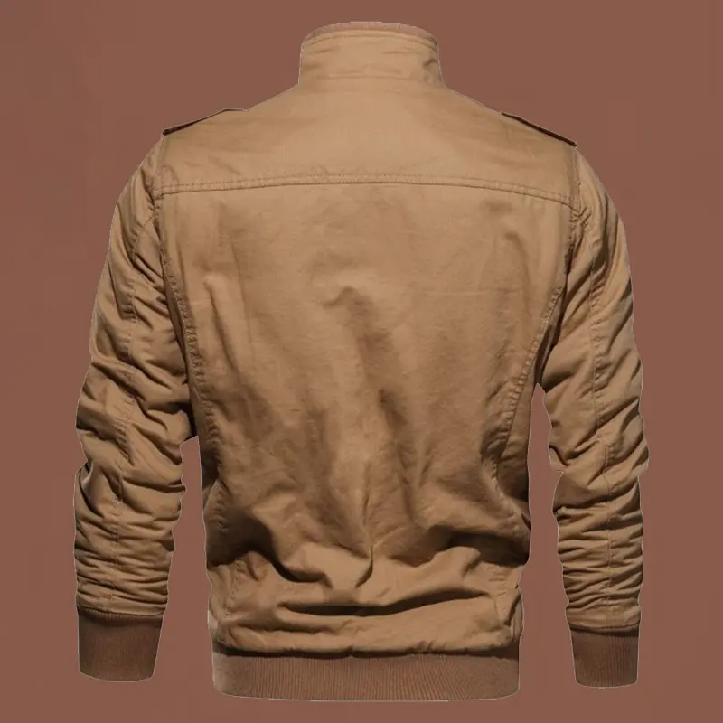 Pure cotton coat men 2025 new spring and autumn stand collar jacket casual all-match pure cotton military shirt cargo trend
